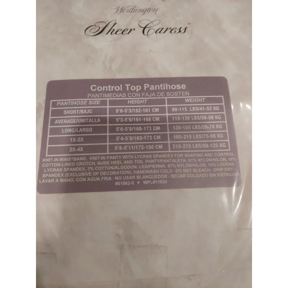 Worthington Sheer Caress Ivory Pearl Risque Long USA